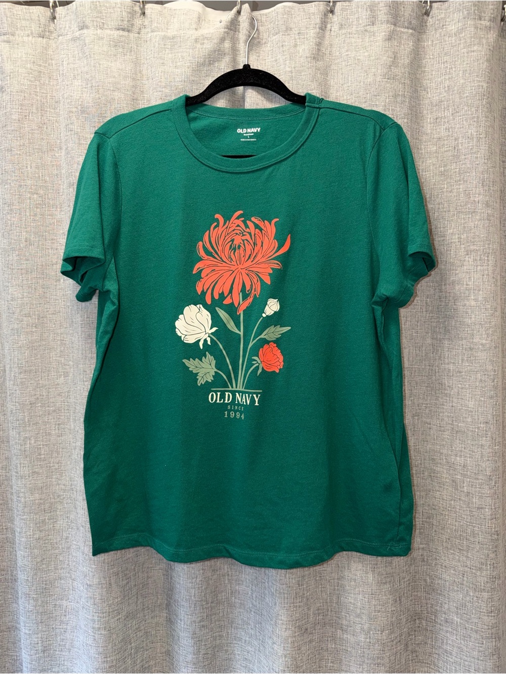 Old Navy Green Floral Graphic Tee - Women's Casual Shirt Large